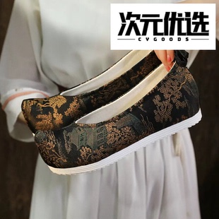 原创新款男士汉服鞋男款绣花鞋中式翘头鞋新郎结婚秀禾婚鞋演出鞋