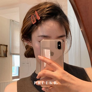 Pree波尔多红甜酷辣妹鸭嘴夹边夹女侧边无痕发夹气质刘海夹头饰