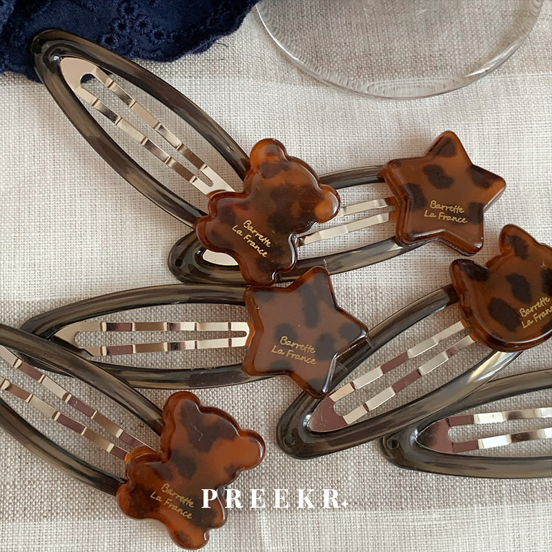 高级感气质刘海豹纹玳瑁小夹子