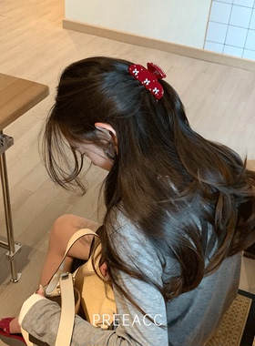 Pree·“红是一种频率”~红色蝴蝶结抓夹女甜美可爱发饰头饰