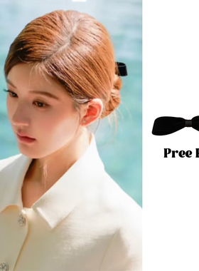 露思同款~丝绒鸭嘴发夹女侧边夹蝴蝶结横夹盘发后脑勺发卡一字夹