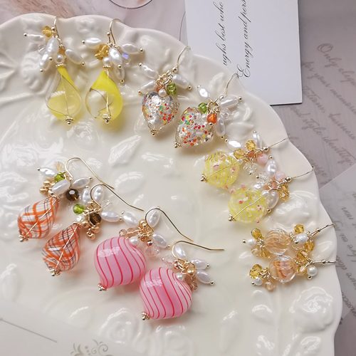 爱心耳夹耳饰耳环手作琉璃原创