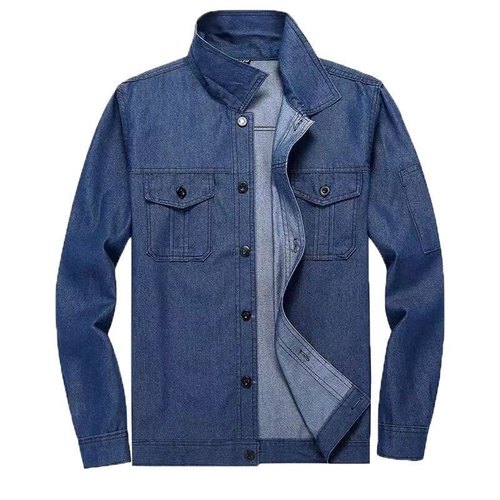 夏装牛仔工作服套装男纯棉宽松透气多口袋薄款电焊劳保服防烫耐磨