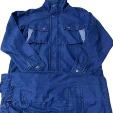 夏季立领电焊高弹力牛仔工作服套装男机修焊工多口袋上衣裤子薄款