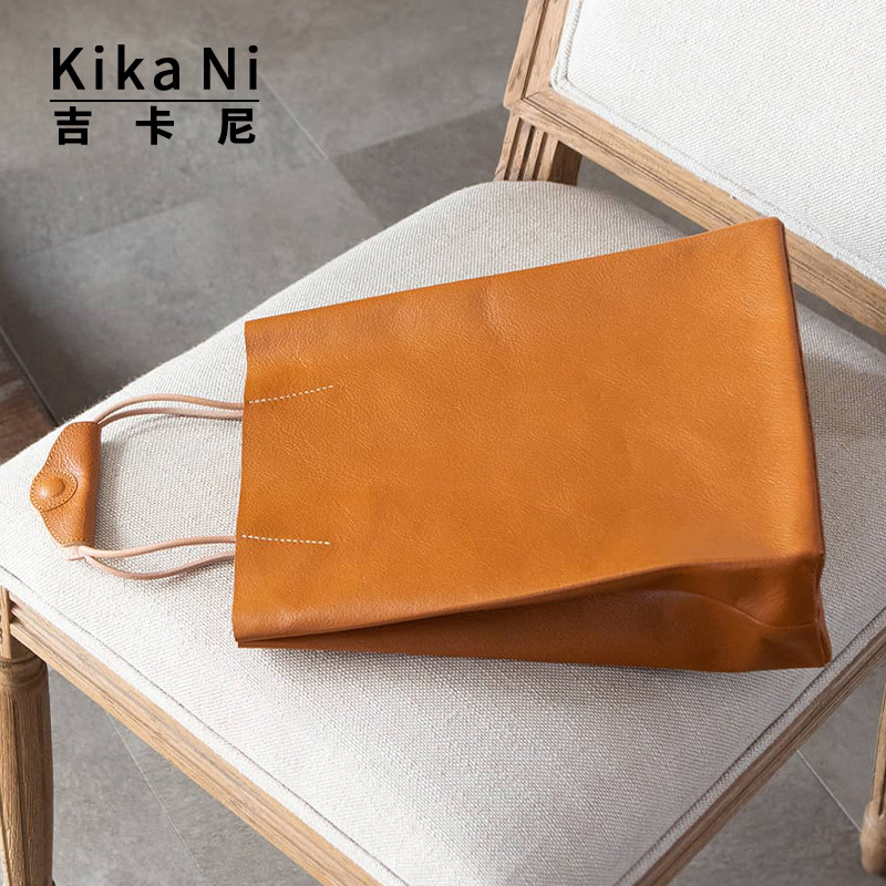 吉卡尼 手工牛皮手提袋大容量购物袋百搭竖款托特包小众手拎男包,箱包皮具/热销女包/男包,男士包袋,淘宝优惠券,粉丝福利购,淘宝优惠卷
