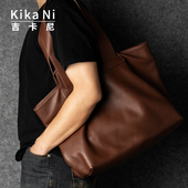 吉卡尼 中性极简设计托特包大容量休闲单肩手提包真皮通勤电脑包