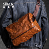 吉卡尼 小众复古骑行机车包男通勤信使包机能邮差包大容量斜挎包