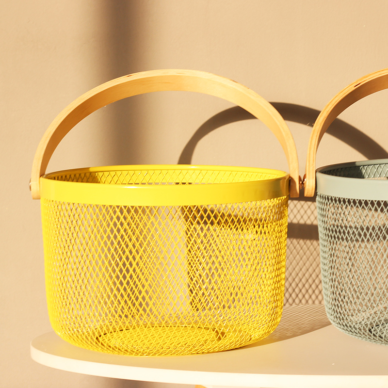 繁树收纳筐创意木柄清新多色