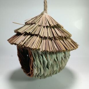 鸟窝芦苇草底粘合板芙蓉草条挂绳摆件田园风户外