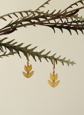 XL383 立体郁金香花朵金属玩具积木童趣项链耳环 钛钢镀18K金保色