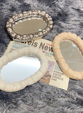 轻奢风格网红陶瓷化妆镜家用卧室梳妆台摆设桌面装饰镜子