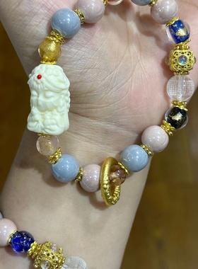 新款正品香灰琉璃粉瓷手串楼兰公主绿度母转运手链送女友