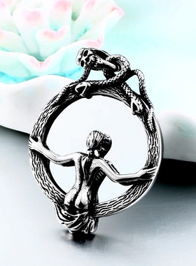 钢铁战士欧美男士钛钢饰品 童话故事女神魔镜不锈钢复古吊坠