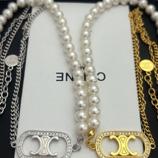 celi凯旋门珍珠项链轻奢时尚锁骨链小众复古温柔链坠
