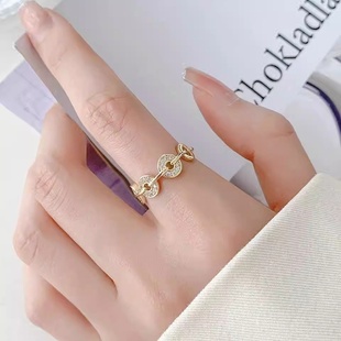 惜汝钱串子戒指女小众设计高级感超闪指环冷淡风潮酷配饰