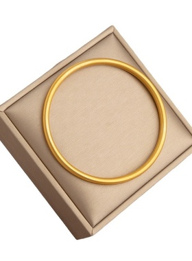 欧美新款古法沙金磨砂金手镯实心传承素圈镯子女款手环首饰