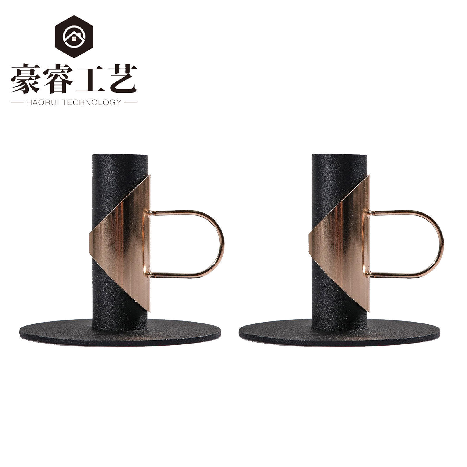 豪睿创意烛台手提杯式金属蜡烛台客厅餐桌摆件婚礼节日派对装饰品