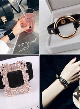 韩版个性手链简约欧美森系手环韩国复古黑色夸张宽手镯女手饰学生