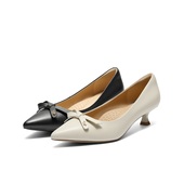 上班穿不累脚单鞋 百丽羊皮高跟尖头浅口单鞋 子新款 黑色B2803CQ5