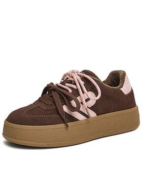 TATA他她糖心鞋加绒厚底德训鞋女鞋休闲板鞋阿甘鞋2025春GLD02AM5