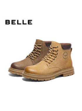 专柜正品百丽户外潮搭休闲靴男2024冬新大黄靴工装靴加绒A1763DD4