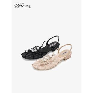 小香风舒适方跟镂空罗马凉鞋 新款 私藏浪漫2026夏季 73hours女鞋