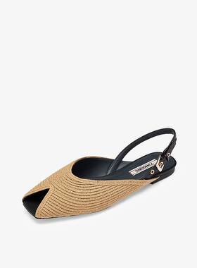 73hours女鞋意式特调2025夏款复古勃肯鞋平底鱼嘴鞋凉鞋AAH32BL5