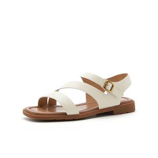 时尚 Bata一字带凉鞋 女2026夏季 新款 ARP52BL6 方头优雅羊皮休闲凉鞋