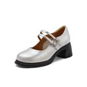 百丽时尚 3A605CQ4 粗跟增高通勤单鞋 玛丽珍鞋 女2024秋新商场同款