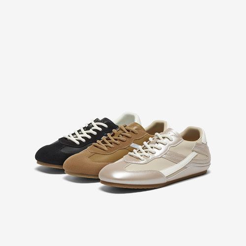 百思图2025秋季新款轻便薄底拼色德训鞋女运动鞋休闲鞋M8015CM5