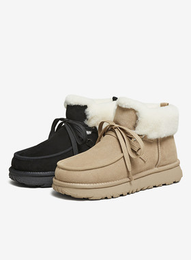 百思图25冬季新款保暖雪地靴时尚户外加绒东北棉鞋男短靴25005DD5