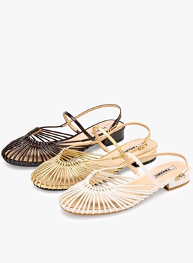 73hours女鞋Chloris2026春镂空罗马凉鞋女外穿圆头平底鞋