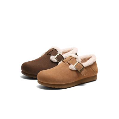 森达毛毛鞋女款2025春新商场同款保暖绒毛休闲勃肯鞋XJW01AM5