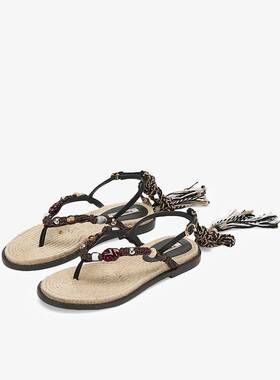 73hours女鞋糖果罐子2025夏季波西米亚风夹脚凉拖鞋罗马凉鞋AAH35