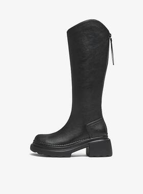 TATA他她长靴2025冬时装靴黑色百搭长筒靴简约女骑士靴CF401DG5预