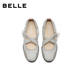 百丽交叉带休闲玛丽珍鞋 女2025秋新舒适薄底浅口单鞋 B2866CQ5