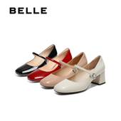 粗高跟单鞋 专柜正品 D7L1DAQ5 玛丽珍鞋 女25新款 宋雨琦同款 百丽法式