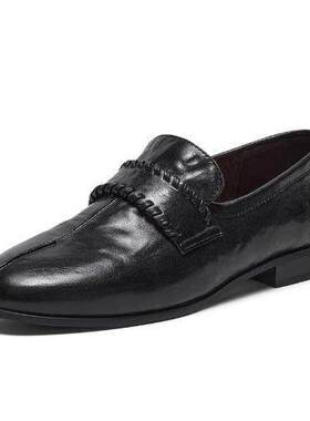 专柜拔佳2026春新款女鞋复古英伦风通勤一脚蹬乐福鞋23012AA6