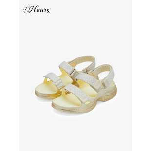 73hours女鞋 慵懒调调魔术贴休闲运动厚底增高凉鞋