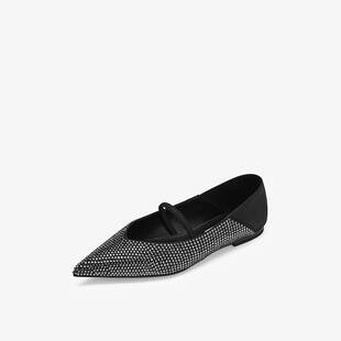 气质玛丽珍鞋 73hours女鞋 黑色尖头平底单鞋 新款 镜头跟随2025秋季