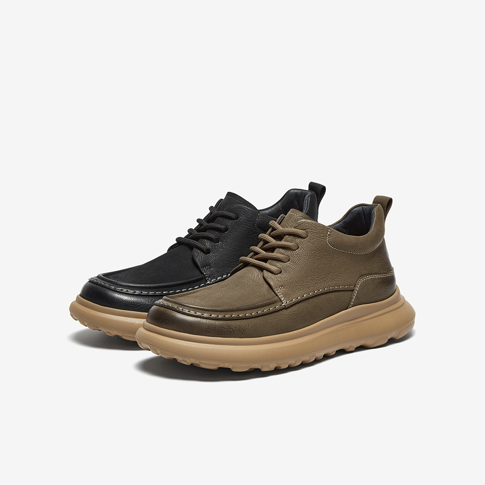 百思图2024冬季新款商场同款牛皮户外工装鞋厚底男休闲鞋EUI09DM4