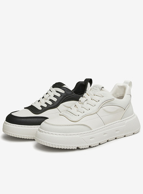 Tata他她休闲厚底板鞋男鞋增高百搭运动小白鞋2024秋新款OCR01CM4