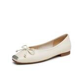 百思图24秋商场新款 A4502CQ4 平底浅口女羊皮单鞋 新中式 国风船鞋