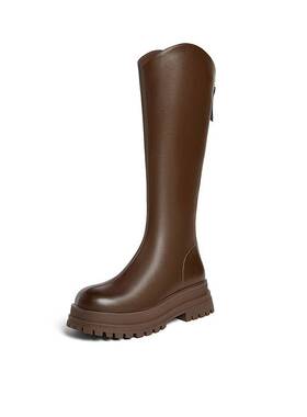 百思图可可西里24秋冬商场新款厚底V口骑士靴女高筒长靴BV506DG4