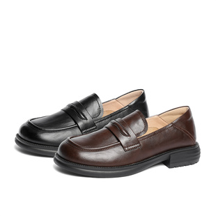 森达乐福鞋女款2025春新商场同款复古舒适沙发乐福单鞋XKW01AA5