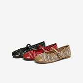 TATA他她法式 2025新CU501AQ5 小香风闪钻浅口单鞋 平底玛丽珍鞋 女鞋