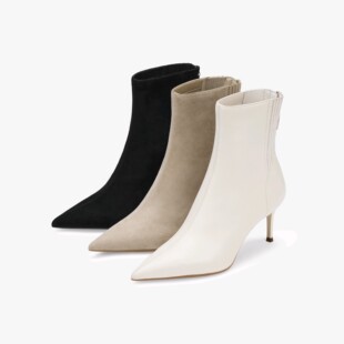 73hours女鞋OOTW2025冬季新款尖头细跟时装靴子气质瘦瘦靴短靴夏