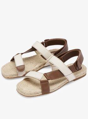 73hours女鞋生巧曲奇2025夏款一字带休闲罗马凉鞋女外穿AAH45BL5