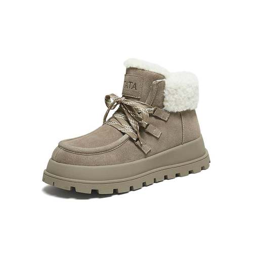TATA他她焦糖栗子雪地靴冬加绒棉鞋厚底保暖鞋雪地毛绒靴JXJ01DD5