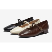 新款 复古法式 玛丽珍鞋 百思图2025秋季 通勤粗跟女浅口单鞋 F2532CQ5